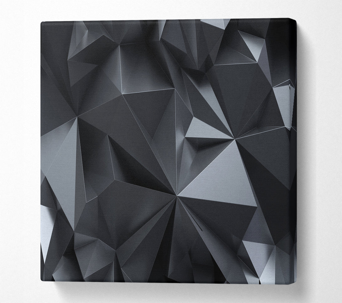 A Square Canvas Print Showing Grey triangles close up isometric Square Wall Art