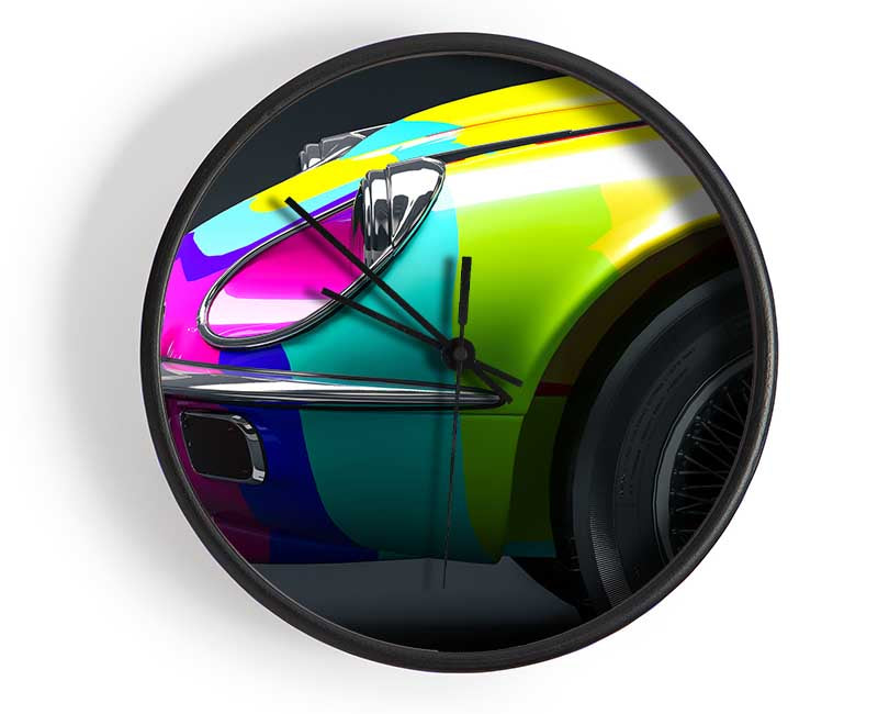 E type Jaguar rainbow stripes Clock - Wallart-Direct UK