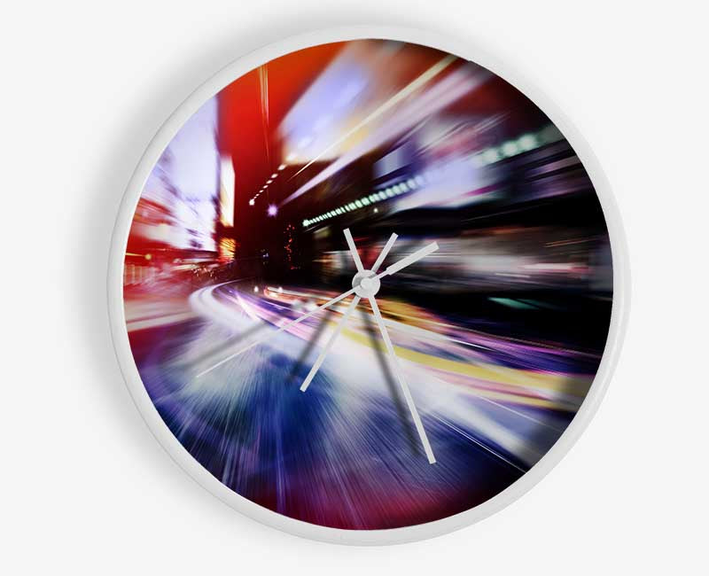 City in a blur colourful light Clock - Wallart-Direct UK