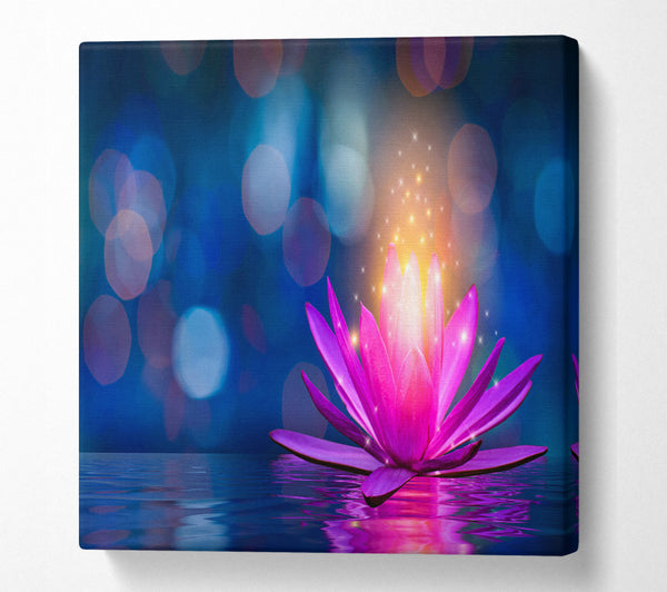 A Square Canvas Print Showing Spores of light from a lilly Square Wall Art