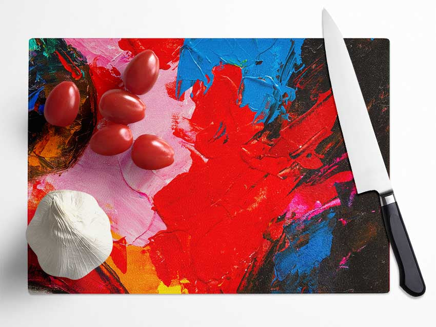 splashes of acrylic paint Glass Chopping Board