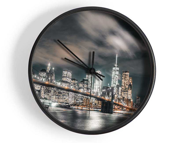 Light on the bridge in New York Clock - Wallart-Direct UK