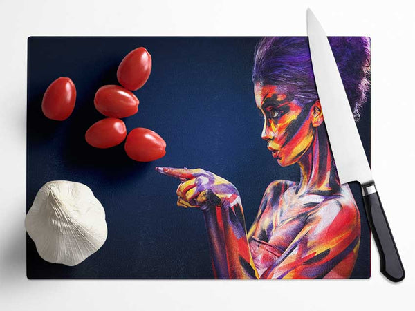 Painted Lady Pointing.jpg Glass Chopping Board