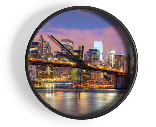 Light on a NYC bridge Clock - Wallart-Direct UK