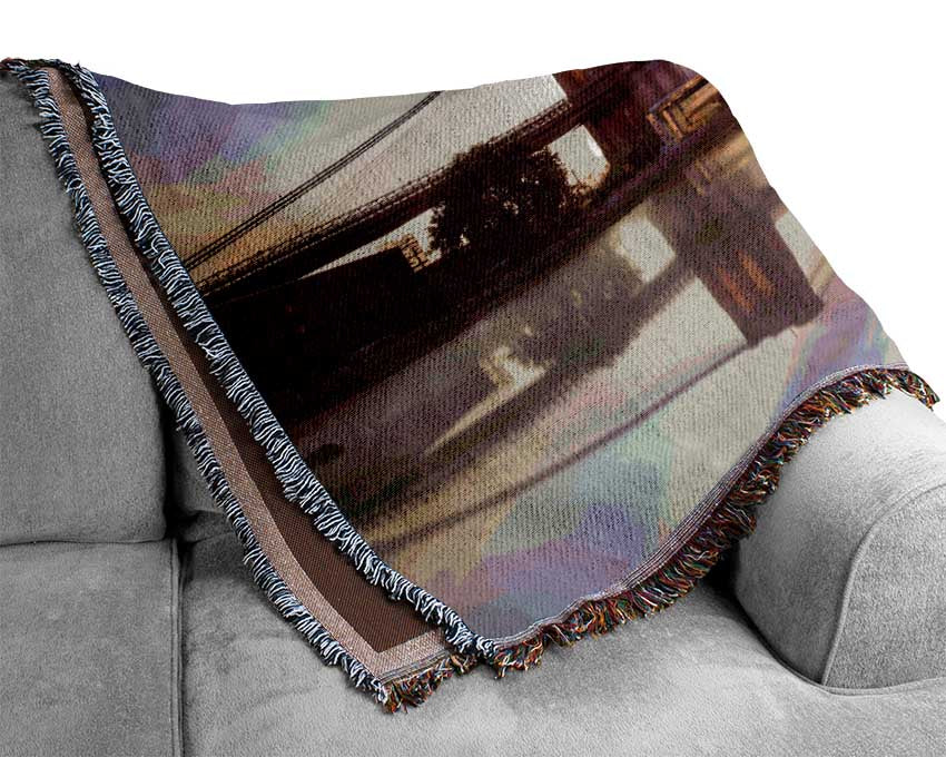 Dreamy NYC view bridge Woven Blanket