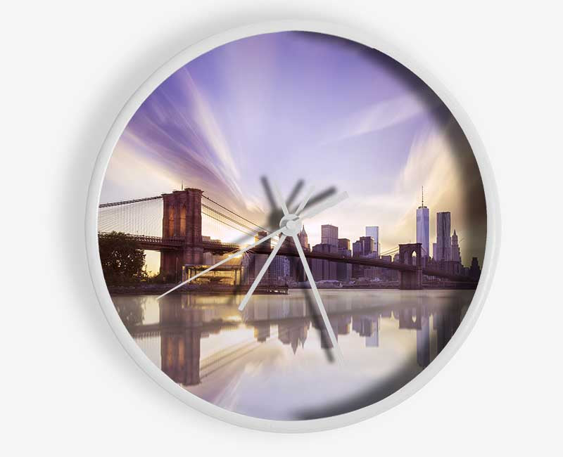 Dreamy NYC view bridge Clock - Wallart-Direct UK