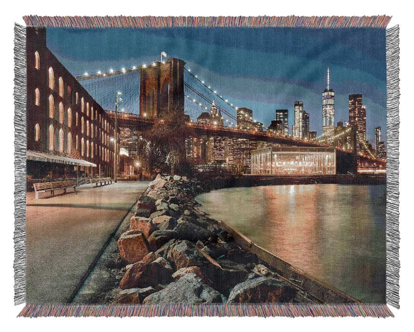 Close and personal NYC Bridge Woven Blanket