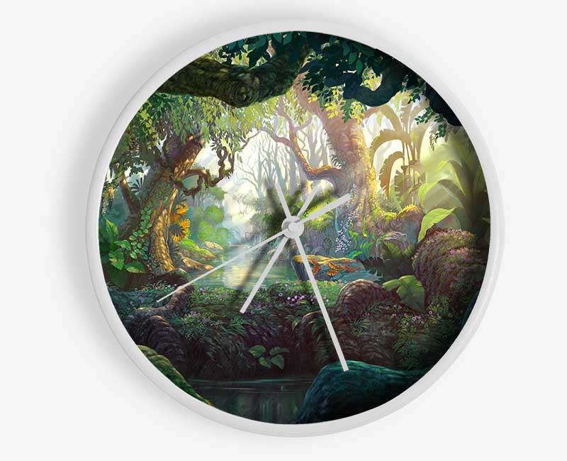 Digital Art jungle Clock - Wallart-Direct UK