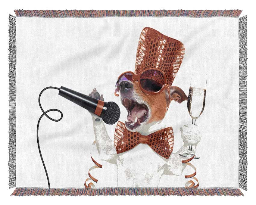 Jack russell kareoke Woven Blanket