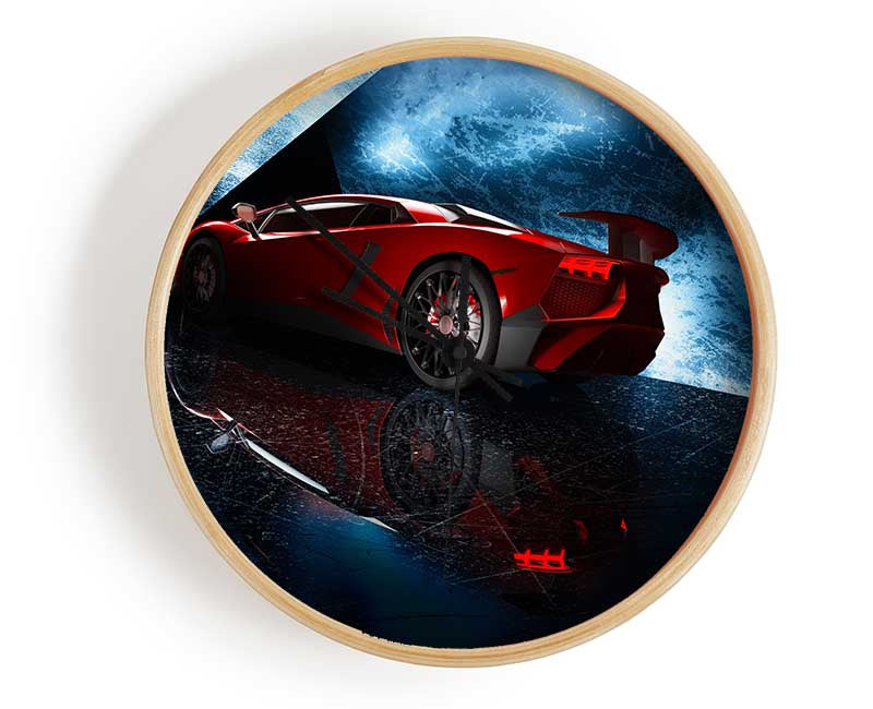 Red Supercar stanced Clock - Wallart-Direct UK