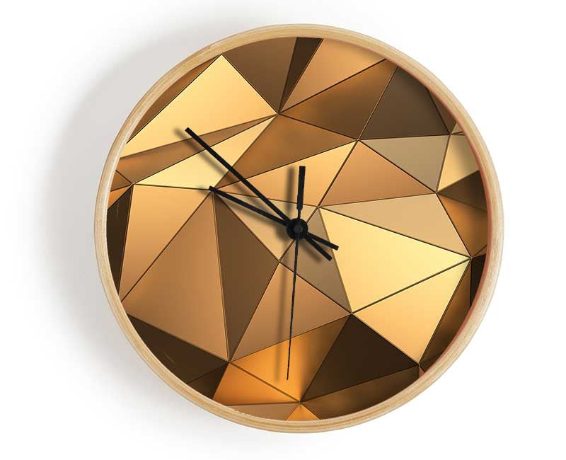 Gold Geometric Triangles shining Clock - Wallart-Direct UK