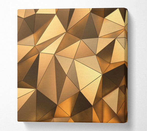 A Square Canvas Print Showing Gold Geometric Triangles shining Square Wall Art