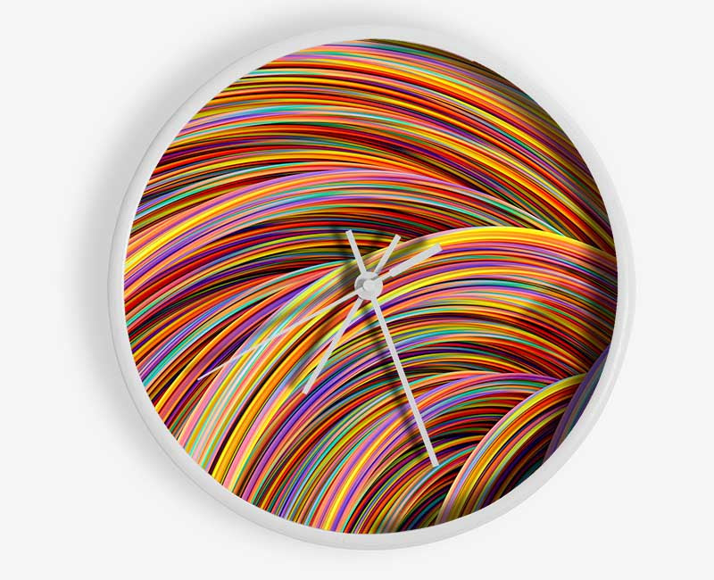 Colourful tubes curving in formation Clock - Wallart-Direct UK