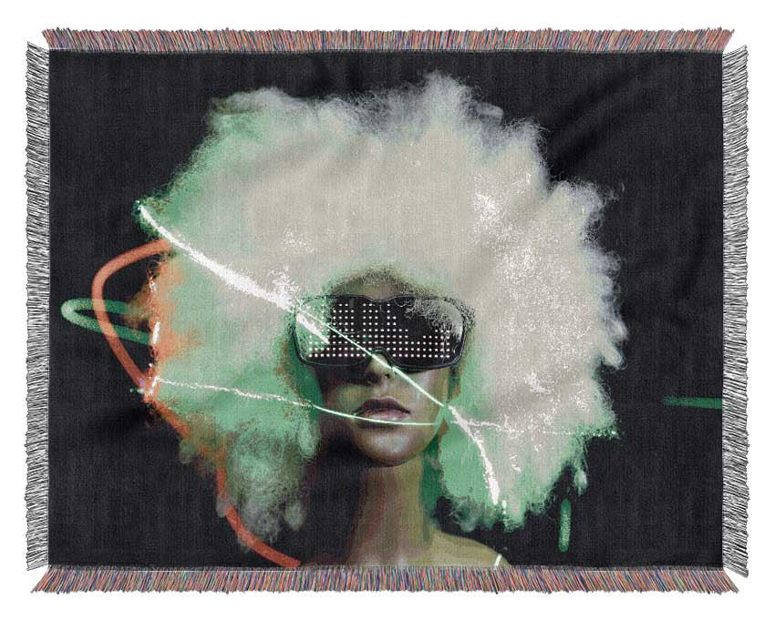 Neon light afro Woven Blanket