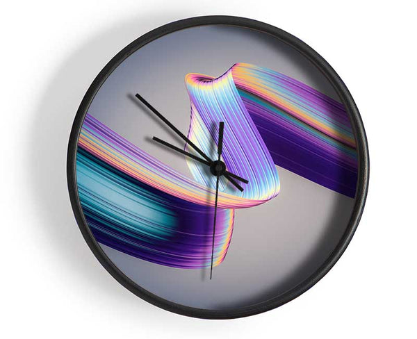 Neon coloured Ribbon Clock - Wallart-Direct UK