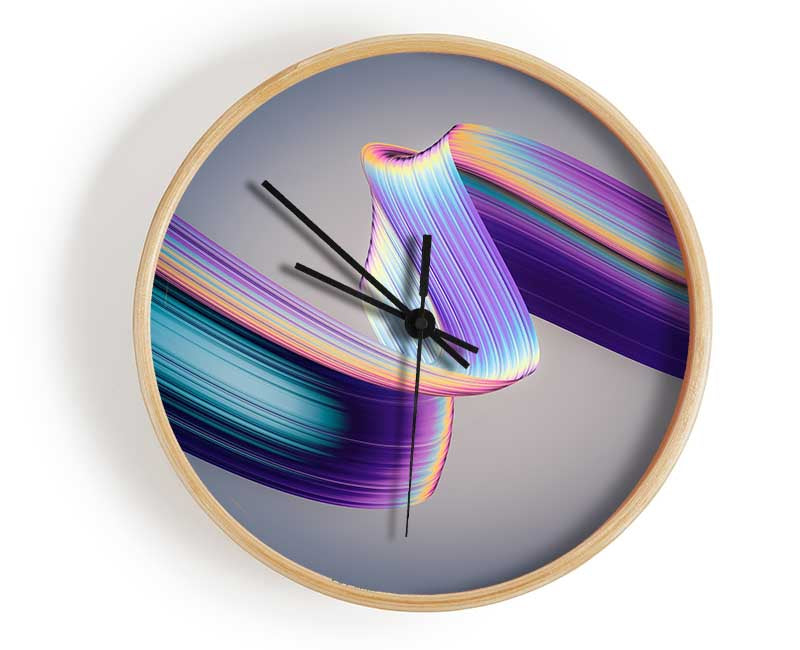 Neon coloured Ribbon Clock - Wallart-Direct UK