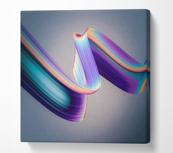 A Square Canvas Print Showing Neon coloured Ribbon Square Wall Art