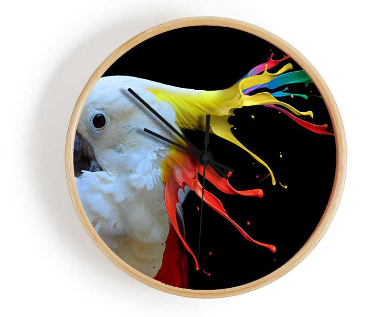 cockatoo colour splash Clock - Wallart-Direct UK