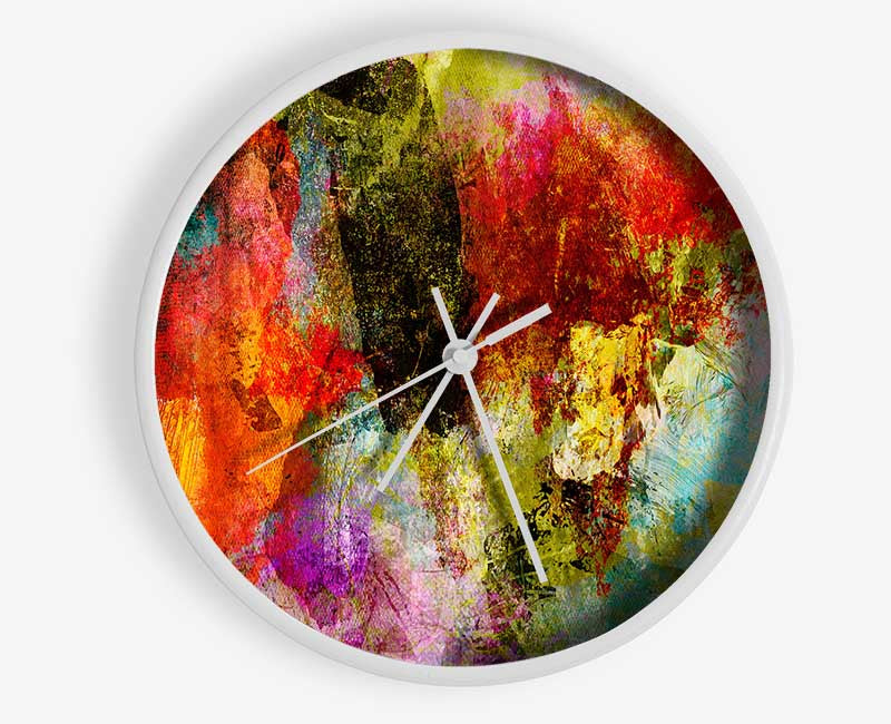 Splash of grunge colour Clock - Wallart-Direct UK