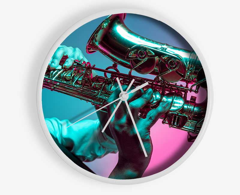 Saxaphone player fade Clock - Wallart-Direct UK