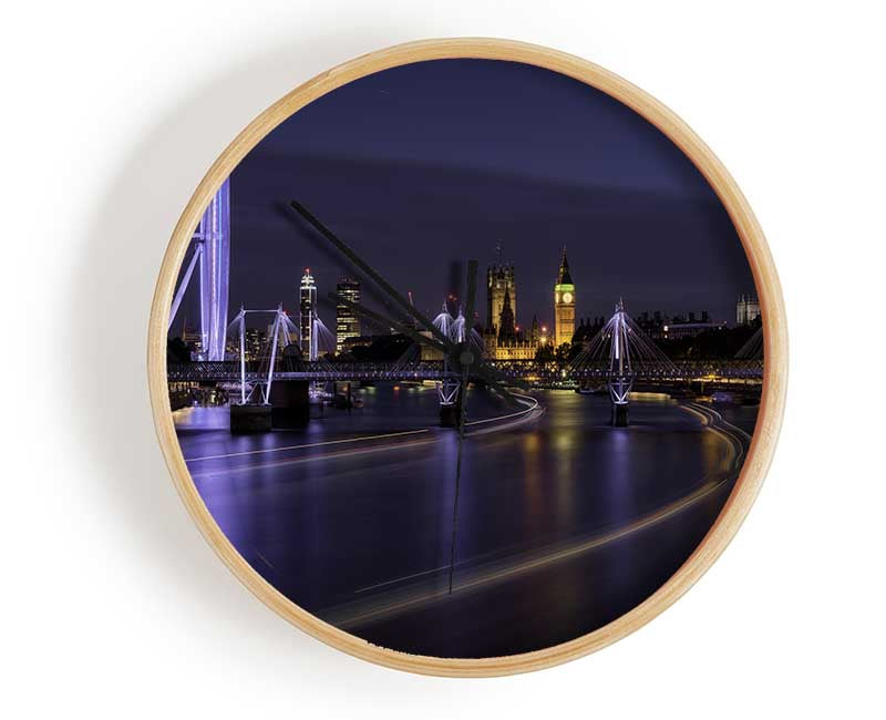 London at night light trails Clock - Wallart-Direct UK