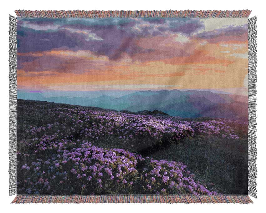 Purple Meadow mountains Woven Blanket