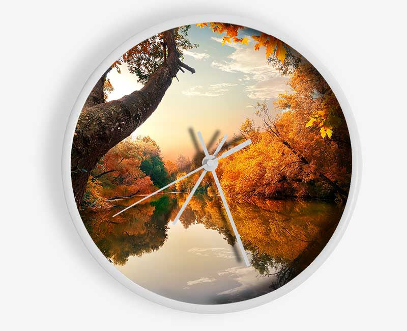 Perfect Autumn lake Clock - Wallart-Direct UK