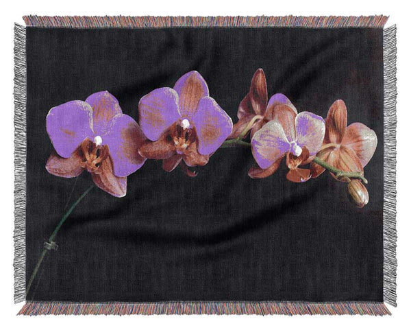 Pink Orchids Curve Woven Blanket