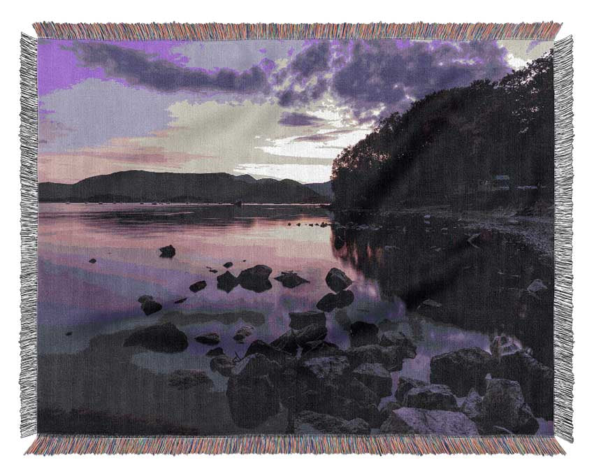 Purple night river Woven Blanket