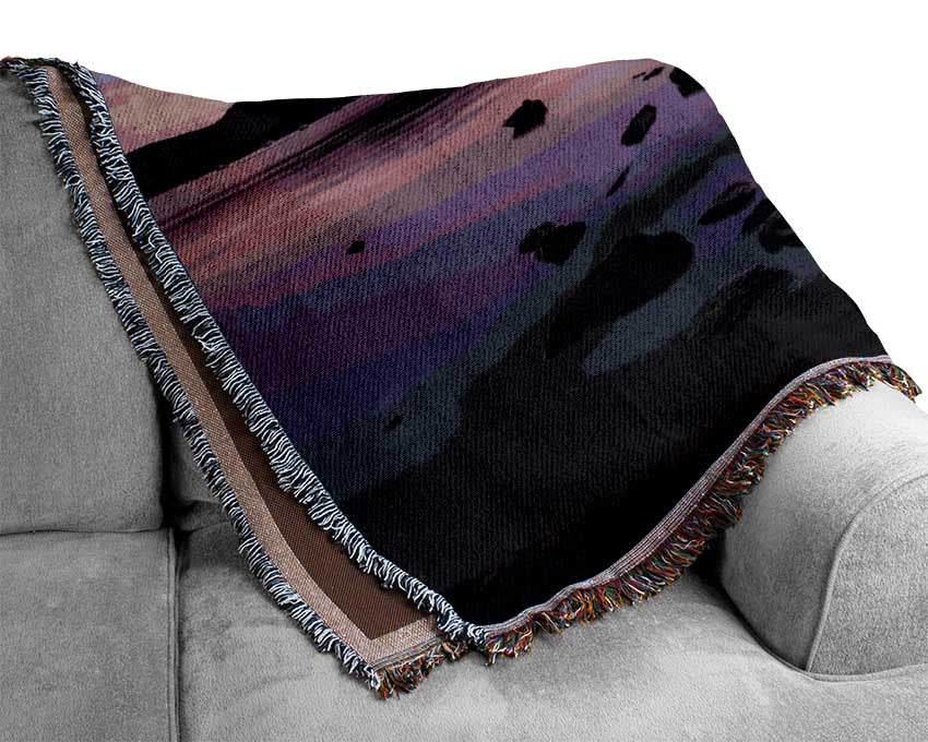 Purple night river Woven Blanket