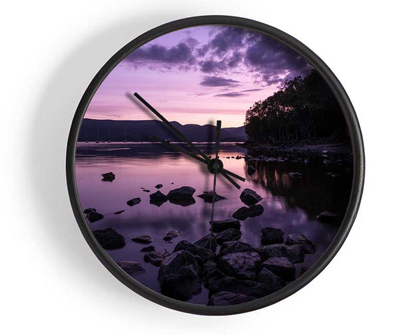 Purple night river Clock - Wallart-Direct UK