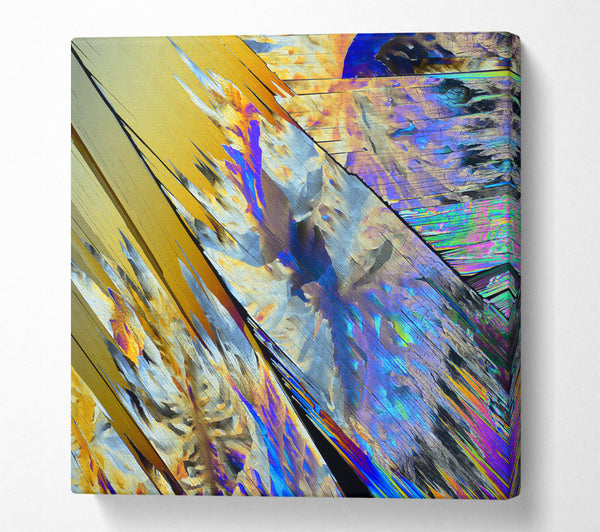 A Square Canvas Print Showing Neon Burnt Fractured colours Square Wall Art