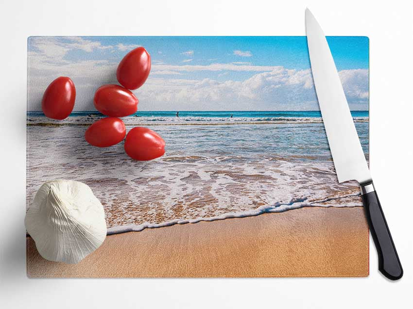 Beautiful sandy day at the beach Glass Chopping Board