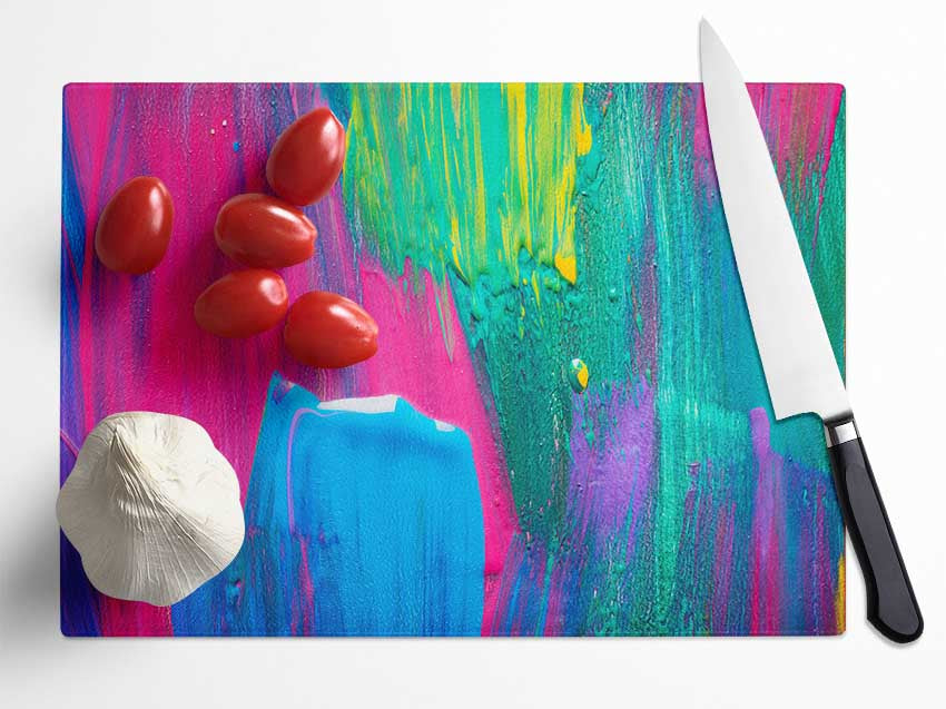 Bold paint strokes Glass Chopping Board