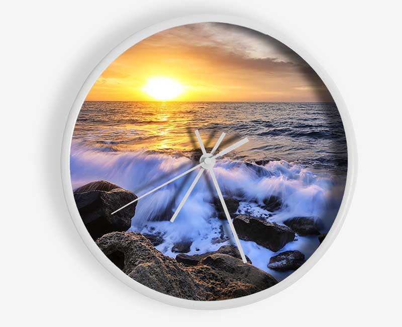 The waves crashing out at sea Clock - Wallart-Direct UK