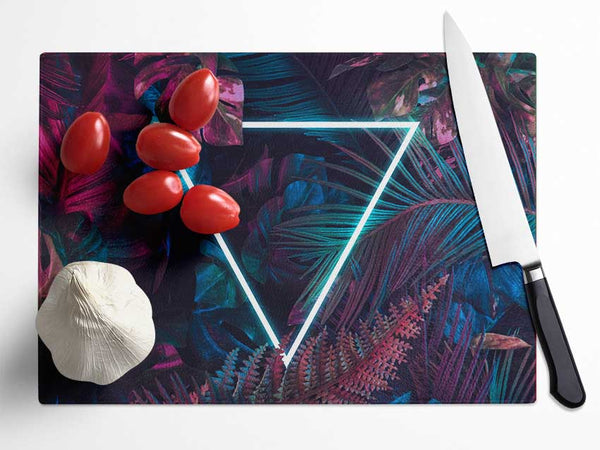 Neon triangle in the jungle Glass Chopping Board