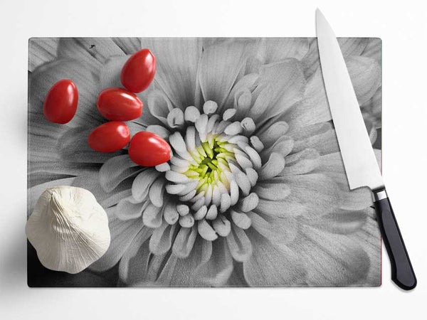 Close up flower in black and white Glass Chopping Board