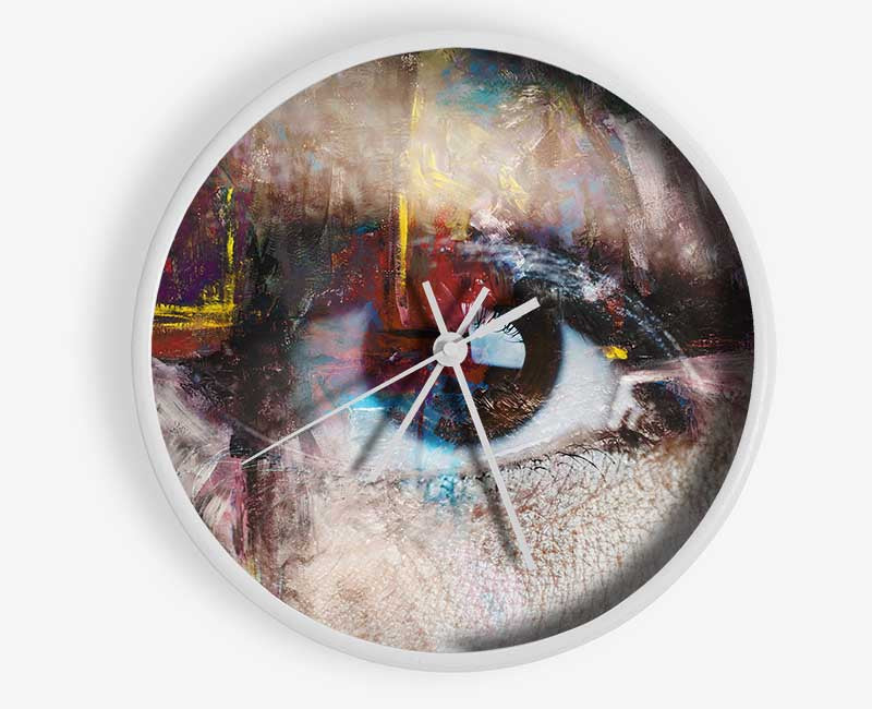 Abstract Painting and eye Clock - Wallart-Direct UK