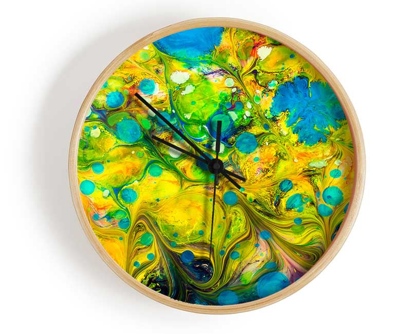 Peacock paint dabs Clock - Wallart-Direct UK