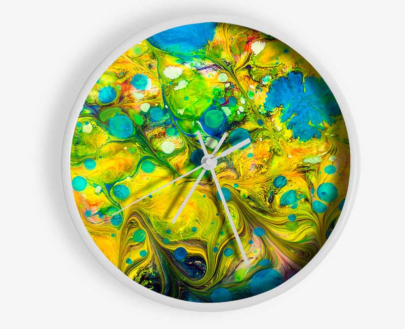 Peacock paint dabs Clock - Wallart-Direct UK