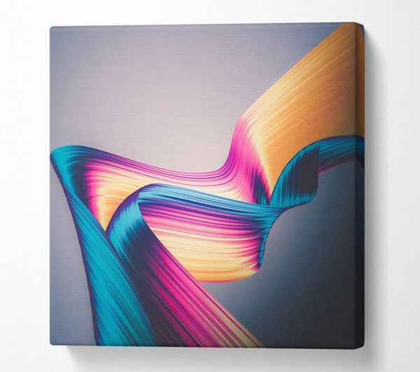 A Square Canvas Print Showing Coloured Ribbon flow Square Wall Art