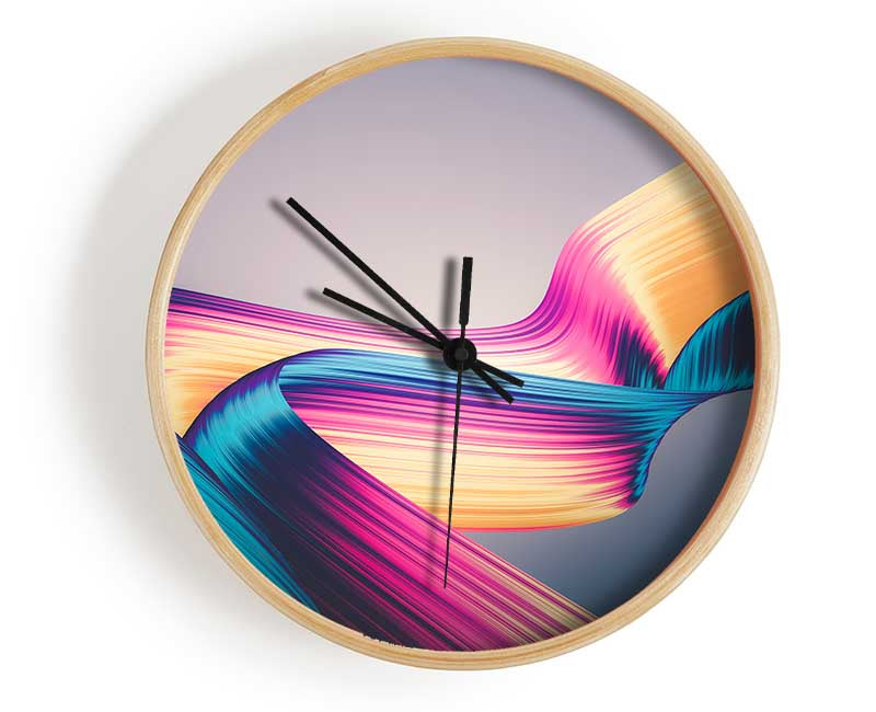 Coloured Ribbon flow Clock - Wallart-Direct UK