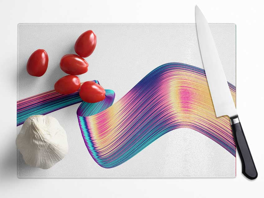 Colour ribbon moving Glass Chopping Board