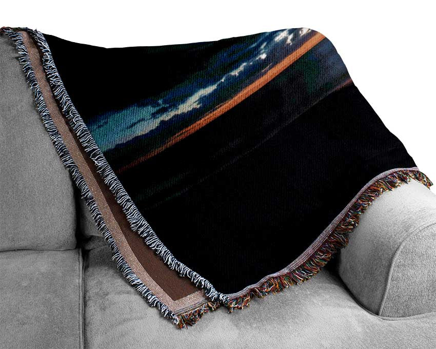 Dark night coast Woven Blanket