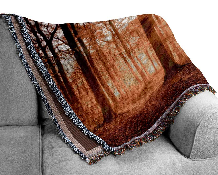 Great british autumn woodland Woven Blanket