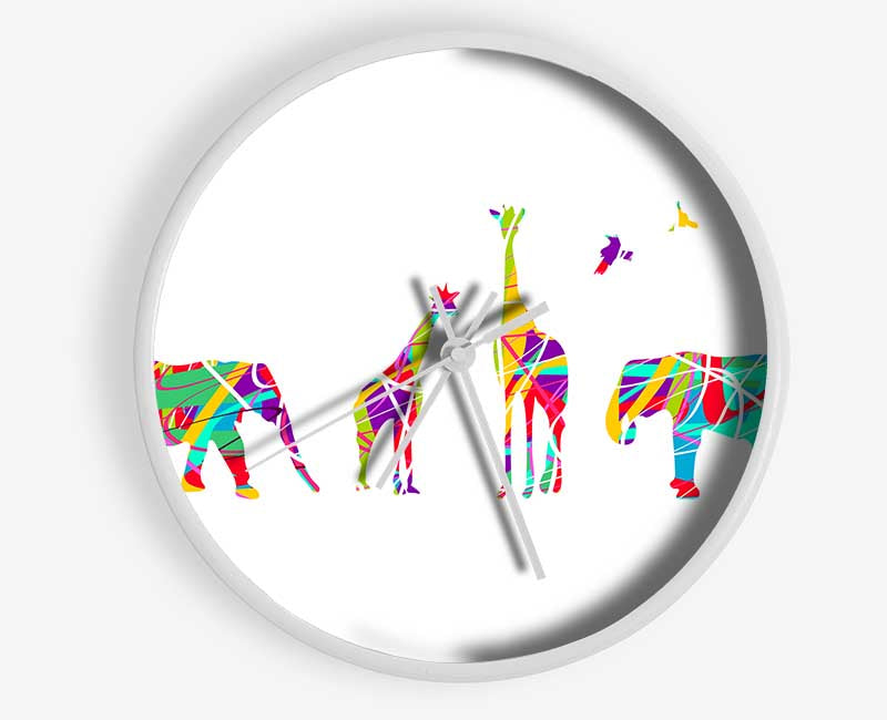 Safari animals lined up Clock - Wallart-Direct UK