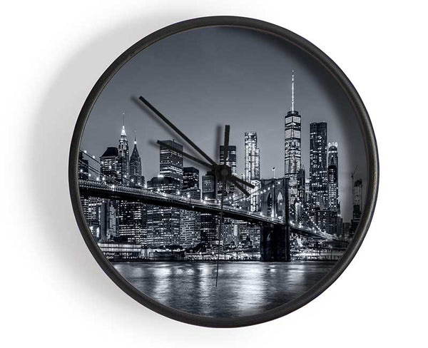 New york lights glowing Clock - Wallart-Direct UK