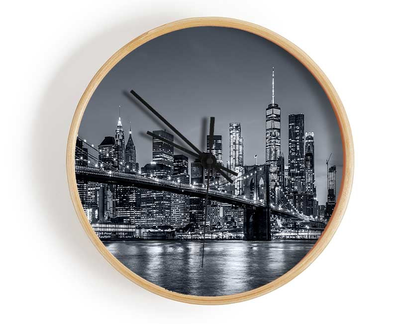 New york lights glowing Clock - Wallart-Direct UK