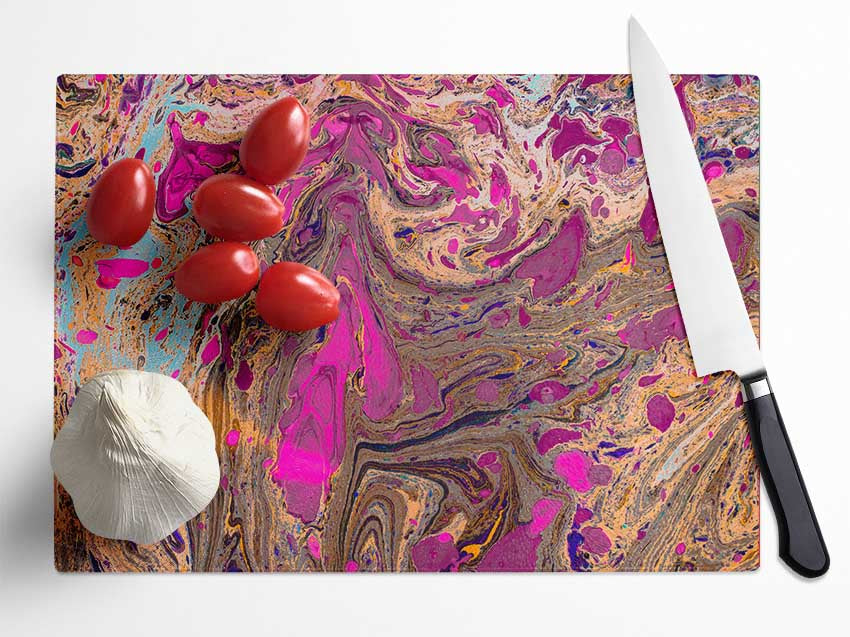 Oily Paint flows Glass Chopping Board