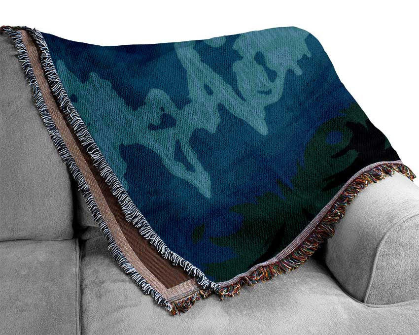 Old Microphone soundwaves Woven Blanket